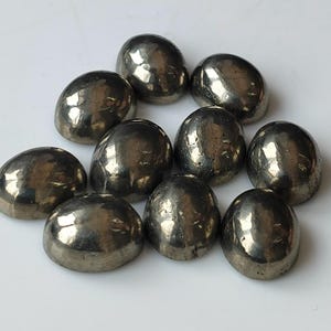 Natural 10x12 mm Pyrite Oval Cabochon AAA Quality - Calibrated Size Loose Gemstone