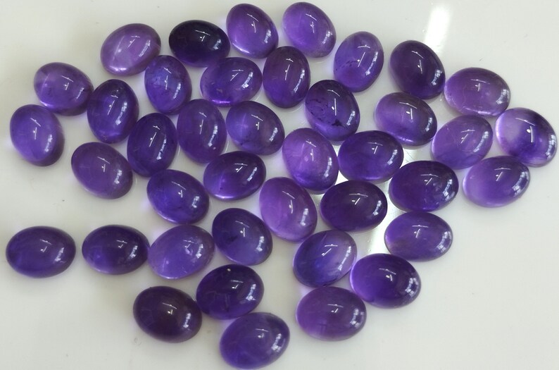 Natural Amethyst Oval cabochon 4x6 mm AAA Quality Calibrated Size Loose Gemstone image 5