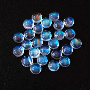Natural Blue Flashy Rainbow moonstone 6 mm cabochon AAA top Quality- Calibrated Natural Loose Gemstone