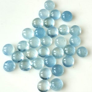 Natural Light Blue Aquamarine 3 mm Round cabochon AAA Quality, Good Light Blue Color Aquamarine