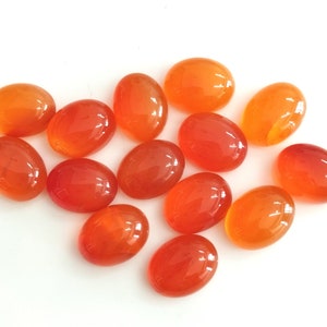 Natural Orange Carnelian Oval Cabochon 6x8 mm AAA Quality Calibrated Size Loose Gemstone