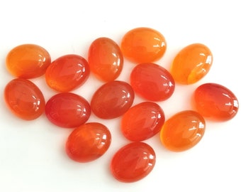 Natural Orange Carnelian Oval Cabochon 6x8 mm AAA Quality Calibrated Size Loose Gemstone