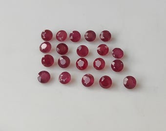 Natural Ruby Glass Filled 3mm Round Faceted AAA Quality
