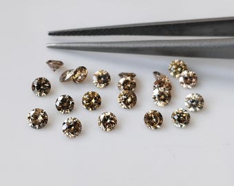 Natural Brown Color Diamond 1mm Round Faceted Vs Purity AAA Quality, Nice Golden Brown Color, April Birthstone