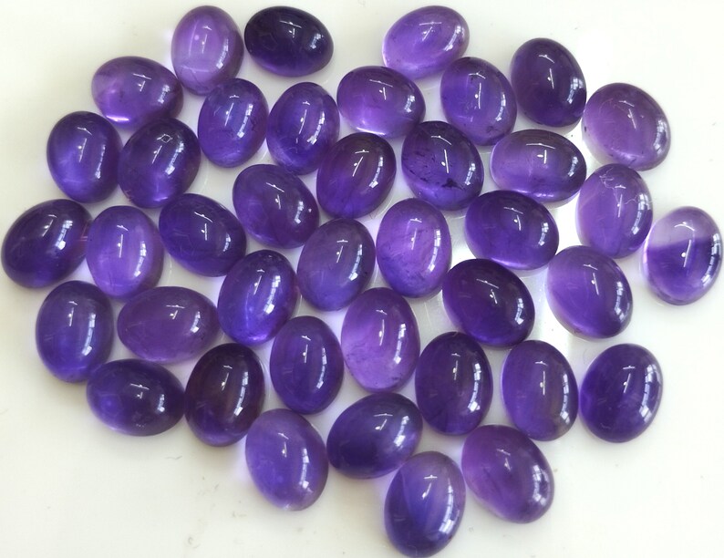 Natural Amethyst Oval cabochon 4x6 mm AAA Quality Calibrated Size Loose Gemstone image 3