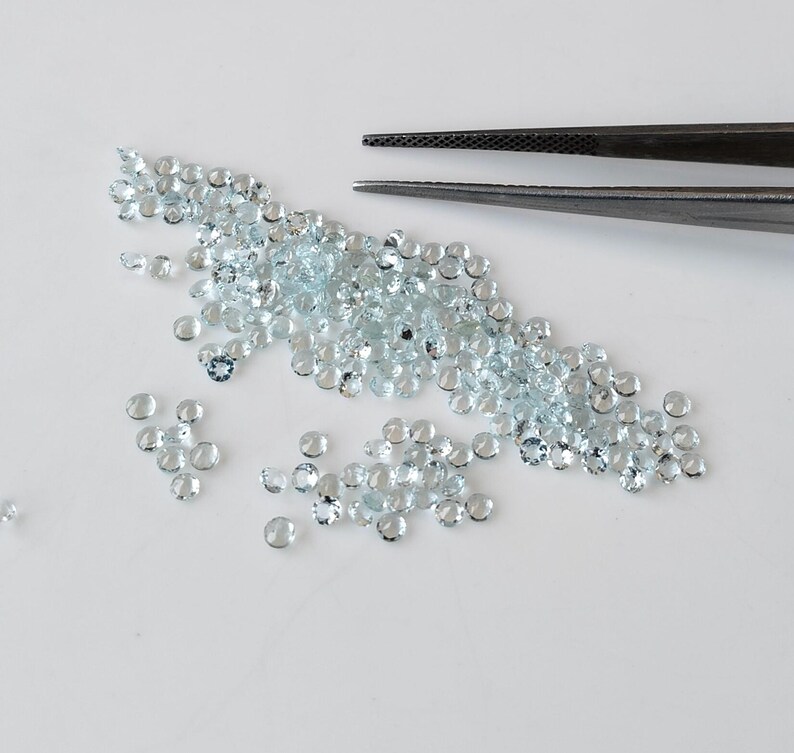 Natural Light Blue Aquamarine 1.5mm Round Faceted AAA Quality, Light ...