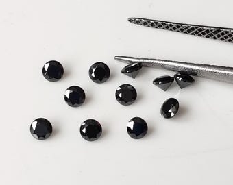 Lab Made Moissanite Black Color E-F Round 2.5mm Brilliant faceted AAA Quality - Superb Cut & Luster Black Moissanite