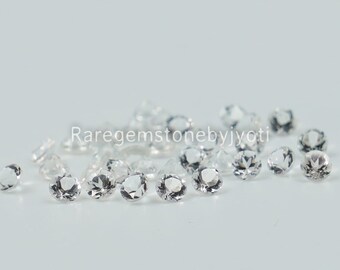WHITE TOPAZ 2.5 MM ROUND CUT 15 PIECE SET ALL NATURAL AAA