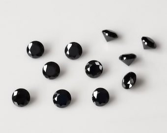 Lab Made Moissanite Black Color E-F Round 1mm Brilliant faceted AAA Quality - Superb Cut & Luster Black Moissanite