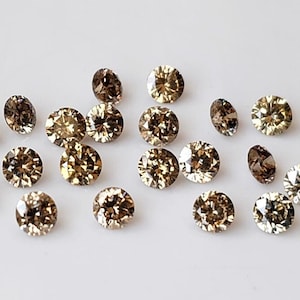Natural Brown Color Diamond 1 mm Round Faceted Vs Purity AAA Quality, Nice Golden Brown Color, April Birthstone