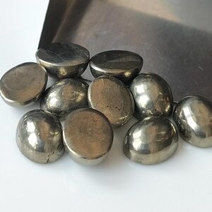 Natural 10x14 mm Pyrite Oval Cabochon AAA Quality - Calibrated Size Loose Gemstone