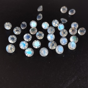 Natural 3 mm Rainbow Moonstone Blue Flashy faceted Round AA+ Quality- Top Blue Flashy Rainbow moonstone Faceted