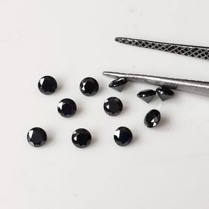 Lab Made Moissanite Black Color E-F Round 1.75 mm Brilliant faceted AAA Quality - Superb Cut & Luster Black Moissanite