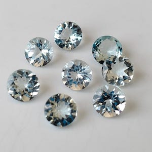 Natural Light Blue Aquamarine 8 mm Round Faceted AAA Quality, Light Blue color Aquamarine