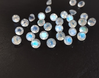 Natural 1.5mm Rainbow Moonstone Blue Flashy faceted Round AA+ Quality