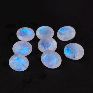 Natural Blue Flashy Rainbow Moonstone Oval Faceted 9x11mm AA Quality - Good Blue Flashy Moonstone Faceted