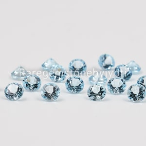 Topacio azul cielo natural redondo facetado 5 mm calidad AAA, gemas sueltas de topacio azul calibrado