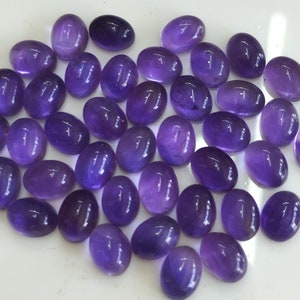 Natural Amethyst Oval cabochon 4x6 mm AAA Quality Calibrated Size Loose Gemstone image 4