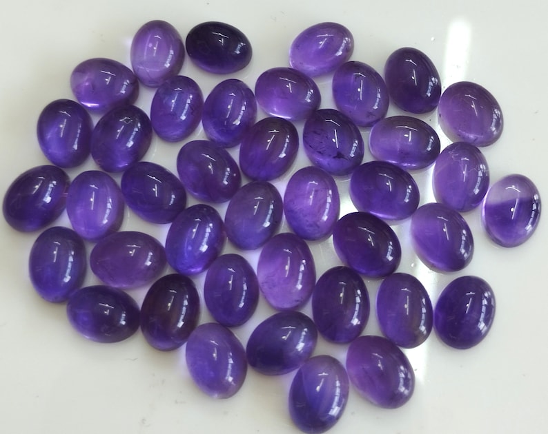 Natural Amethyst Oval cabochon 4x6 mm AAA Quality Calibrated Size Loose Gemstone image 4