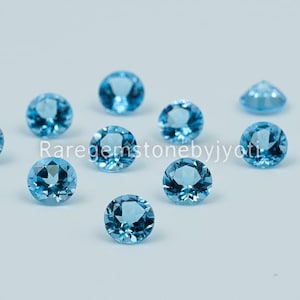 Natural Swiss Blue Topaz Round Faceted 4 mm AAA Quality, Brilliant Blue color For Jewelry making