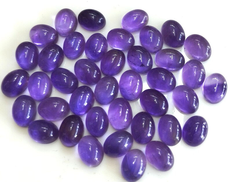 Natural Amethyst Oval cabochon 4x6 mm AAA Quality Calibrated Size Loose Gemstone image 2