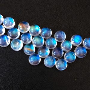 Natural 3 mm Rainbow Moonstone Top Blue Flashy Cabochon Round AAA Quality - Calibrated Natural Loose Gemstone