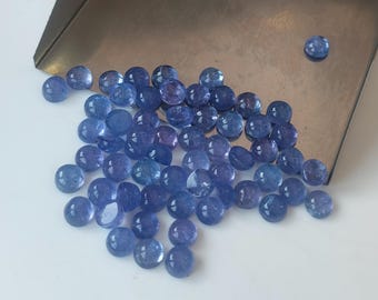 Natural Tanzanite Round Cabochon 5mm AA Quality - Tanzanite Round Flat Back Gemstone