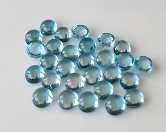Natural Swiss Blue Topaz Round Cabochon 5 mm AAA Quality Calibrated Size Loose Gemstone