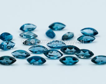 天然ロンドンブルートパーズ宝石：マーキスカット、3 x 6 MM - Etsy 日本