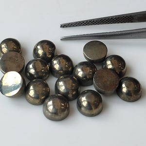 Natural 4 mm Pyrite Round Cabochon AAA Quality - Calibrated Size Loose Gemstone