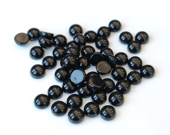 Cabujón redondo de espinela negra natural de 4 mm de calidad superior, piedra preciosa suelta para hacer joyas