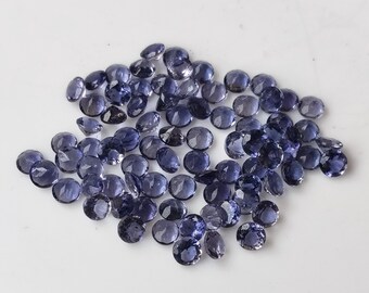 Natural Iolite Round Faceted 1.25 mm AAA Quality, Calibrated Size Loose Gemstone