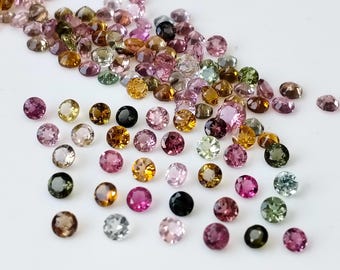 Turmalina natural multicolor de 4 mm, redonda, facetada, de calidad AAA, piedra suelta de turmalina multicolor.