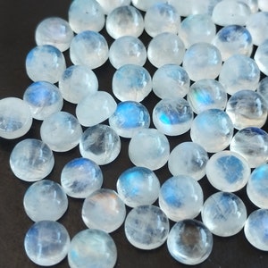 Natural 15mm Rainbow Moonstone Blue Flashy Cabochon Round AA+ Quality