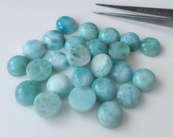 Natural Larimar Round Cabochon 10 mm AAA Quality Calibrated Gemstone For Jewelry making