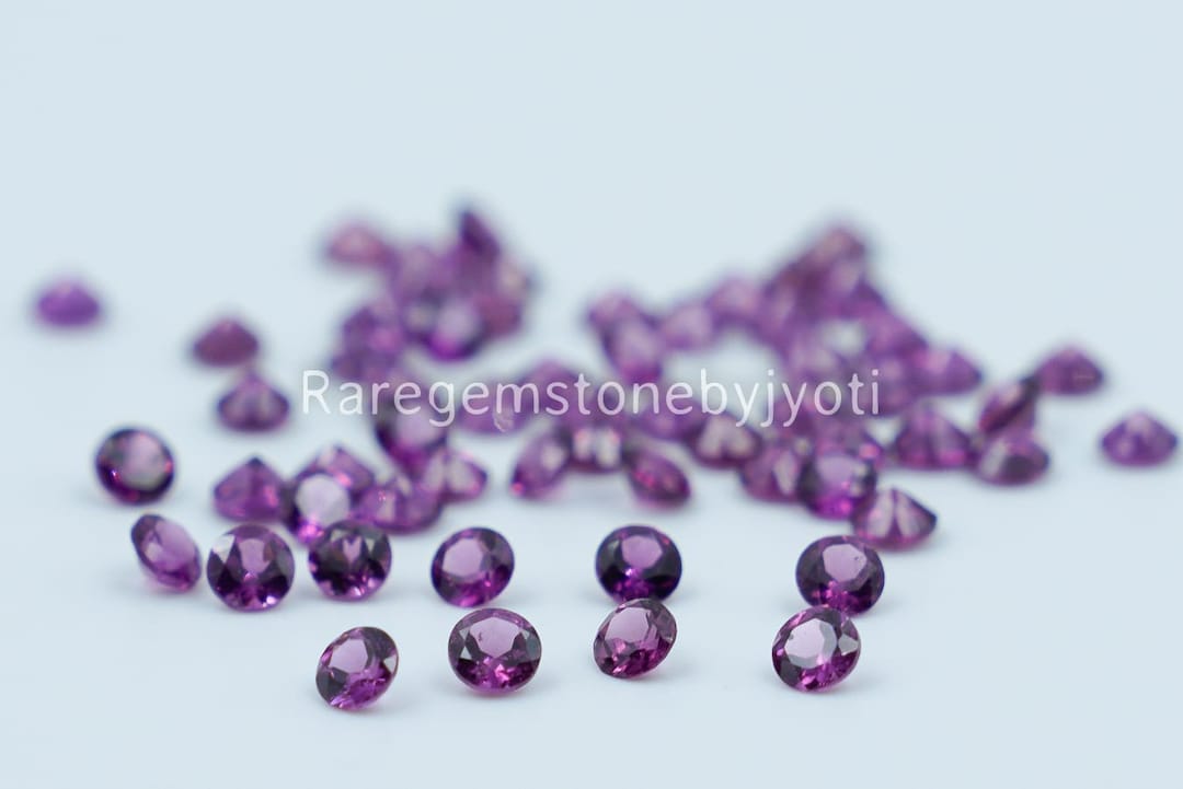 8 Mm / 9 Mm Round Cut Natural Rhodolite Purple Garnet, Brilliant Cut