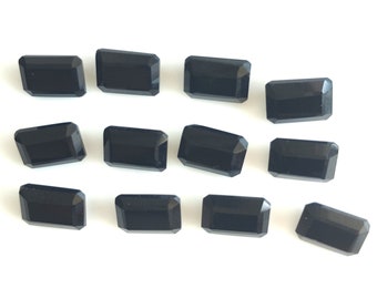 Onyx noir naturel octogonal à facettes, qualité AAA 9 x 11 mm - Pierres précieuses non fixées calibrées