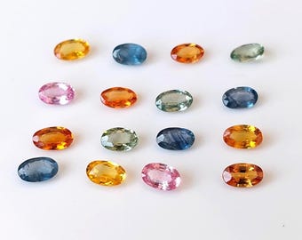 Naturlig flerfärgad safir av högsta kvalitet, oval fasetterad, 4 x 5 mm, AAA-kvalitet - Flerfärgad safir, AAA-kvalitet