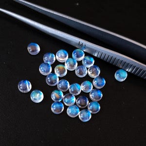 Natural 2 mm Rainbow Moonstone Top Blue Flashy Cabochon Round AAA Quality- Calibrated Natural Loose Gemstone