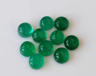 Natural Emerald Round Cabochon 3mm AAA Quality Smooth Polished Round Rich Green Emerald Cabochon Flat Back