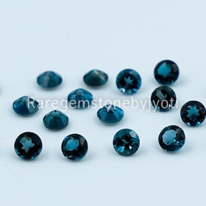 Natural London Blue Topaz Round Faceted 4mm AAA Quality- Loose Gemstone For Jewelry Making