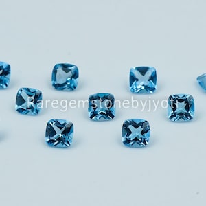 Natural Swiss Blue Topaz cushion Faceted 5 mm AAA Quality, Blue Topaz Loose stone