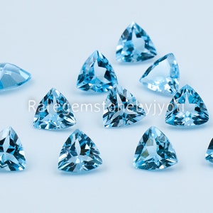 Topazio azzurro naturale trilione sfaccettato da 7 mm di qualità AAA - Topazio azzurro sciolto