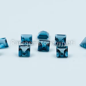 Natural London Blue Topaz square Faceted 2 mm AAA Quality - Loose Square Topaz Cut Gemstone For Jewelry making