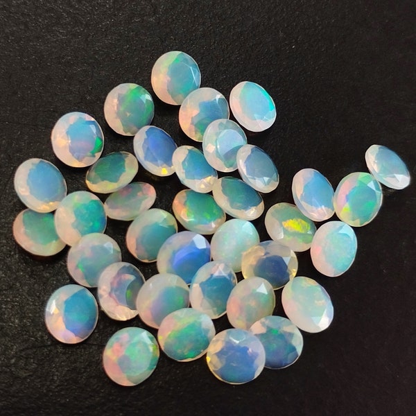 Natural Multi fire Top Qualty Ethiopian Opal round 2.5 mm Faceted AAA Quality