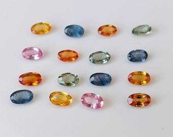 Naturlig flerfärgad safir av högsta kvalitet, oval fasetterad, 4 x 6 mm, AAA-kvalitet - Flerfärgad safir, AAA-kvalitet