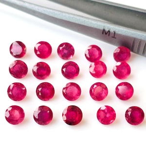 Rubí natural relleno de vidrio de 1,5 mm redondo facetado calidad AAA