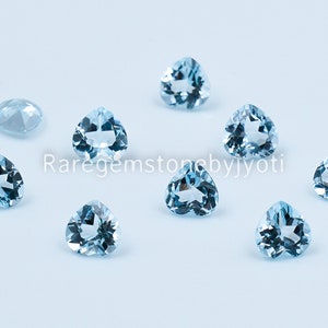 Topacio Azul Cielo Natural Corazón Facetado 8 mm Calidad AAA