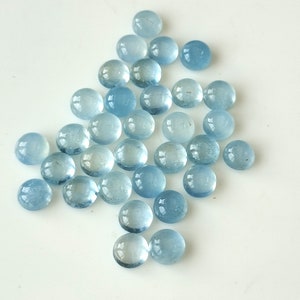 Natural Light Blue Aquamarine 5 mm Round cabochon AAA Quality, Good Light Blue Color Aquamarine