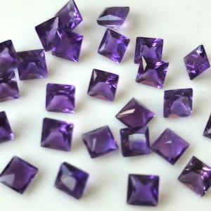Natural Amethyst square princess cut 5 mm AAA Quality